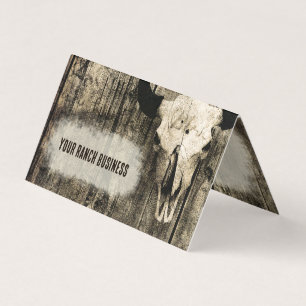 Western Vintage Sepia Rustic Bull Skull Business Card
