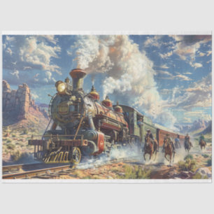Western Vintage Train Heist Decoupage Tissue Paper