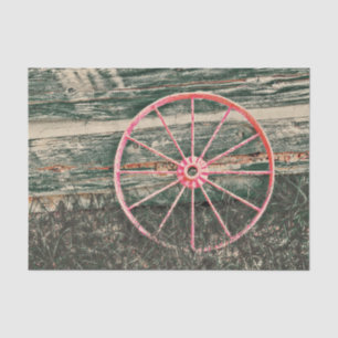Western Wagon Wheel Red Country Vintage Decoupage Tissue Paper