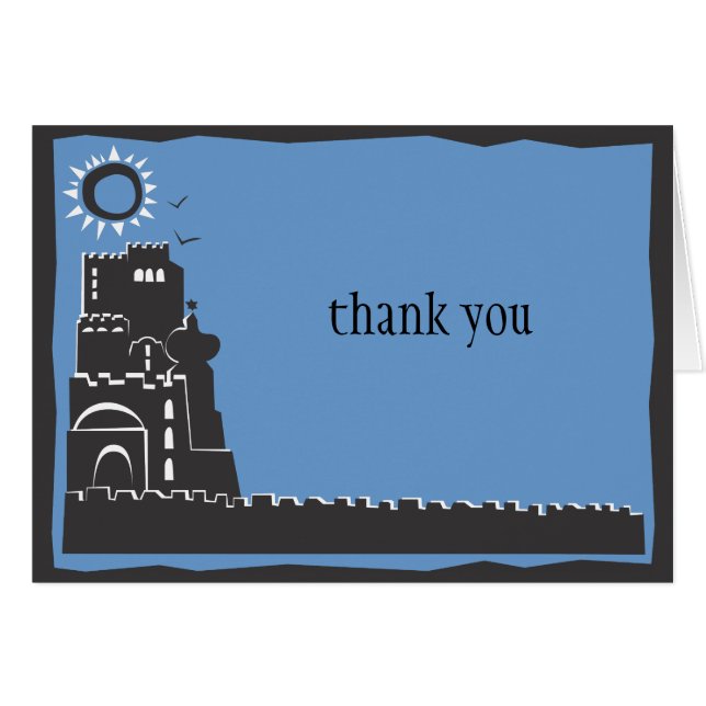 Western Wall Bar Bat Mitzvah Thank You Card (Front Horizontal)
