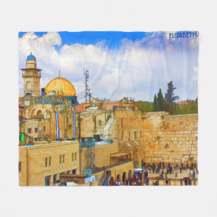 Western Wall in Jerusalem (Wall of Sorrow) Fleece Blanket
