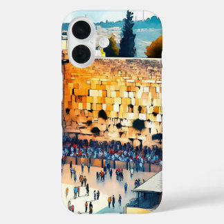 Western Wall Kotel Water Colour Art  iPhone 16 Case