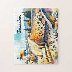 Western Wall Kotel Water Colour Art Jigsaw Puzzle