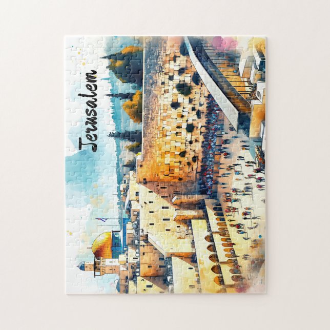 Western Wall Kotel Water Colour Art Jigsaw Puzzle (Vertical)