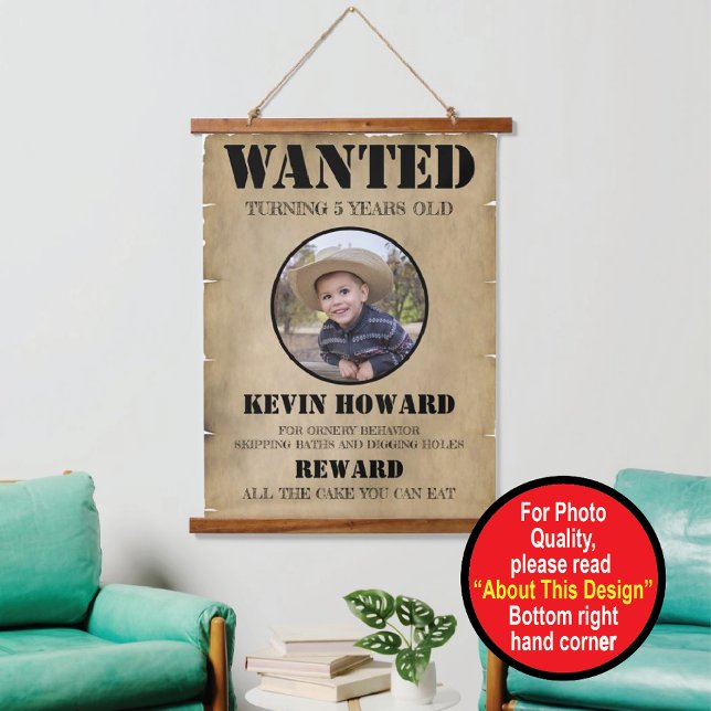 Western Wanted Birthday Wood Topped Wall Tapestry (Creator Uploaded)