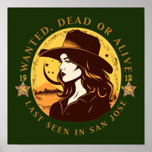 Western Wanted Cowgirl Poster