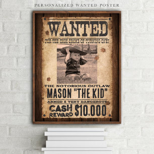 Western Wanted Outlaw Welcome Birthday Poster