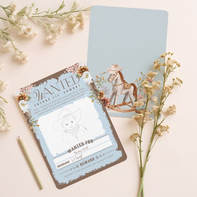 Western Wanted Poster Baby Boy Shower Game Card (Western Wanted Poster Baby Boy Shower Game Card)