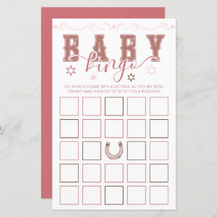 Western Watercolor Baby Bingo Baby Shower Game