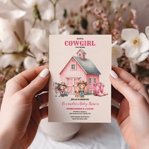 Western Watercolor Baby Girl Shower Invitation