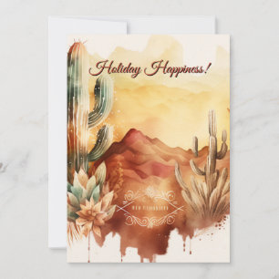 Western Watercolor Christmas Season Holiday Card