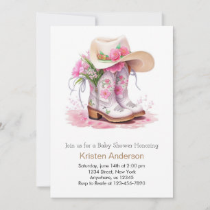 Western Watercolor Delight Cowgirl Baby Shower Invitation