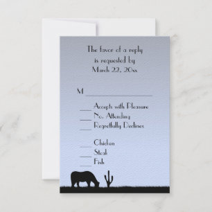 Western Wedding Blue RSVP Card