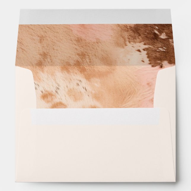 Western Wedding Blush Cowhide Wedding Envelope (Back (Bottom))