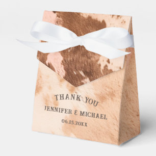 Western Wedding Blush Pink Cowhide Favour Box