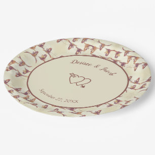 Western Wedding Bull Skull Beige Brown Country Paper Plate