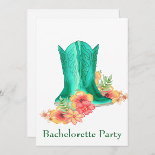 Western Wedding Cowboy Boots Flowers Bachelorette Invitation