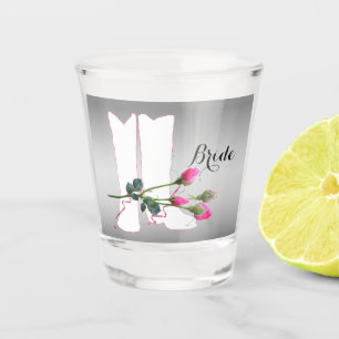Western Wedding Cowboy Boots Pink Rose Bride Shot Glass