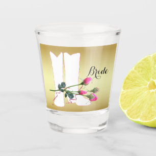 Western Wedding Cowboy Boots Pink Rose Gold Bride Shot Glass