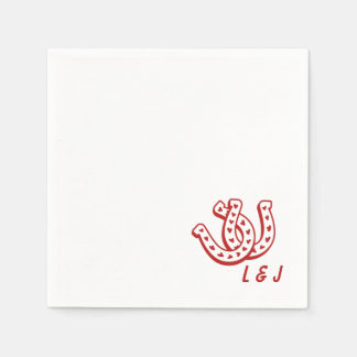Western Wedding Custom Initials Country Cocktail Napkin