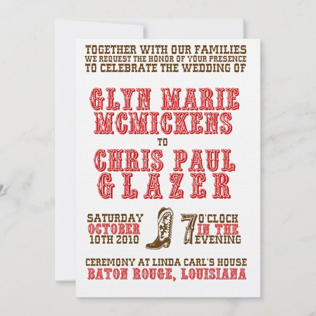 Western Wedding Invitation (Front)