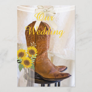 Western Wedding Invitation with Sunflowers