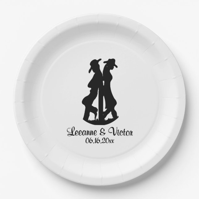 Western Wedding Personalised Paper Plate (Front)