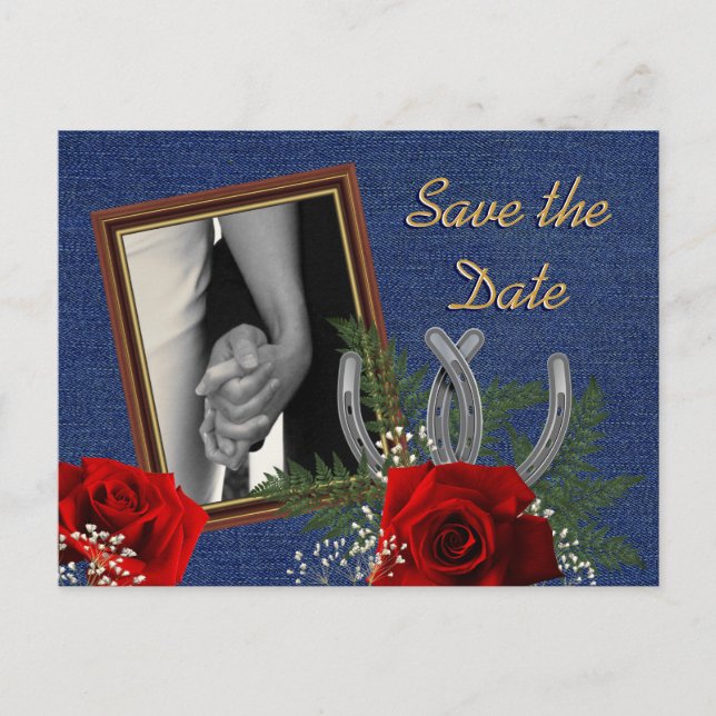Western Wedding Save the Date Announcement Postcard (Front)