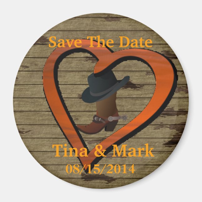 Western Wedding Save The DATE Magnet (Front)