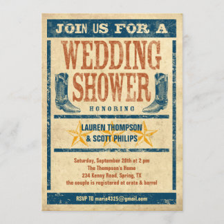 Western Wedding Shower Invitations