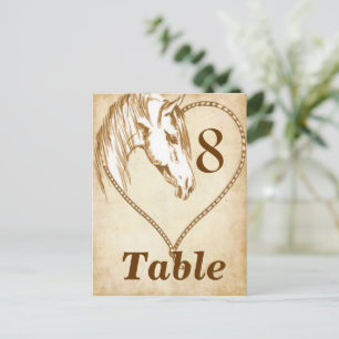 Western Wedding Table Cards numbers Postcard