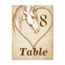 Western Wedding Table Cards numbers Postcard