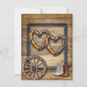 Western Wedding Twig Frames, Boots Wagon Wheel Invitation