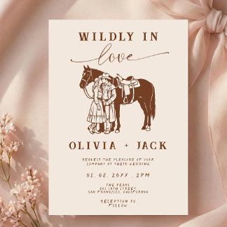 Western Wedding Wildly in love Hand Drawn Invitation