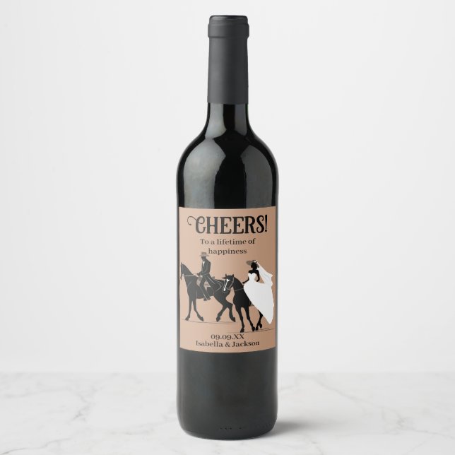 Western Wedding Wine Label (Front)