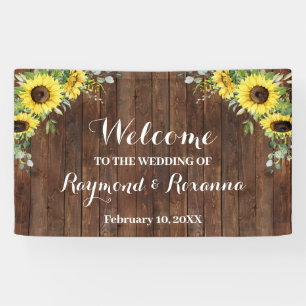 Western Welcome Wedding Sunflowers Greenery Banner