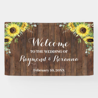 Western Welcome Wedding Sunflowers Greenery Banner