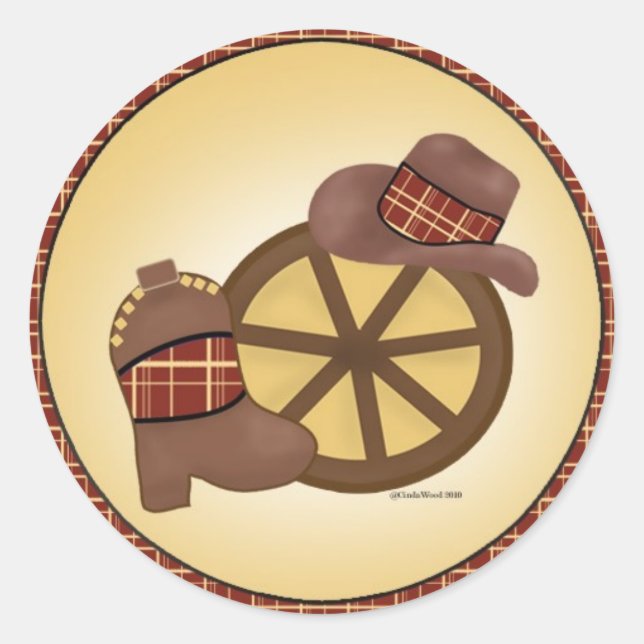 Western Wheel with hat and boots sticker (Front)