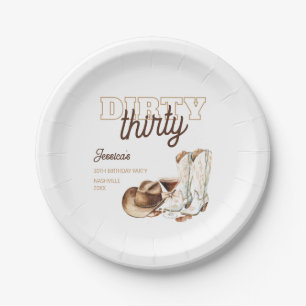 Western White Dirty Thirty 30th Birthday Party Paper Plate