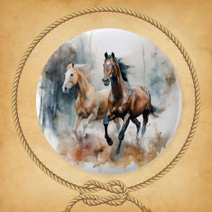 Western Wild Horse 6 Cm Round Badge
