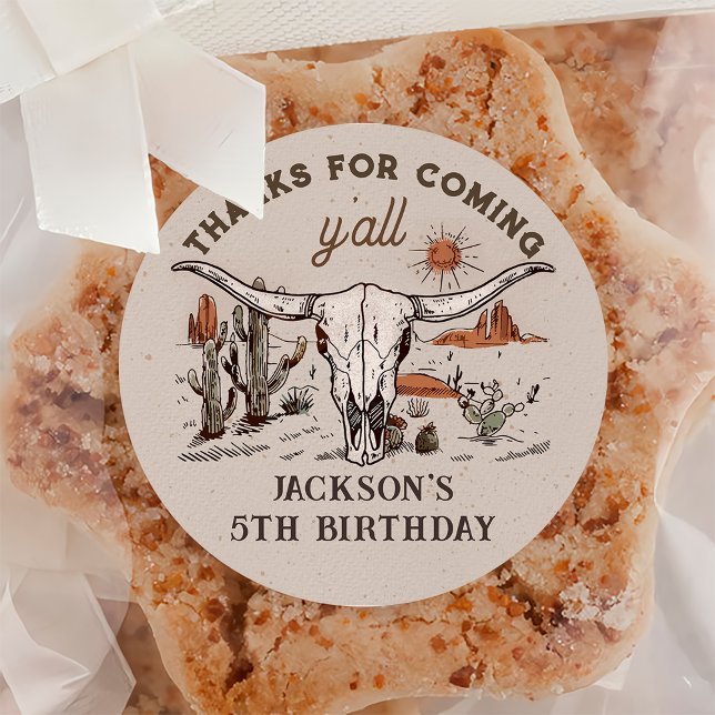 Western Wild West Country Cowboy Birthday Sticker (Creator Uploaded)