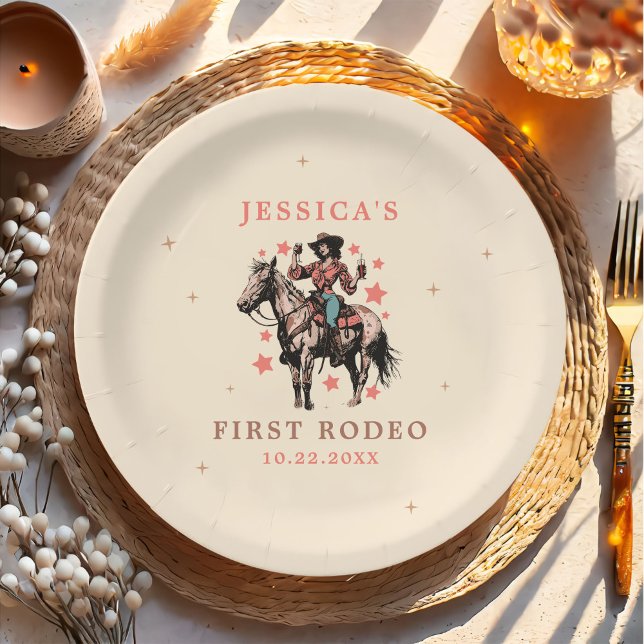 Western Wild West Country Cowgirl Birthday Paper Plate (Creator Uploaded)