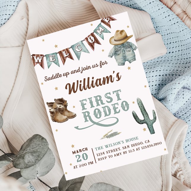 Western Wild West First Rodeo Cowboy Birthday Invitation (Creator Uploaded)