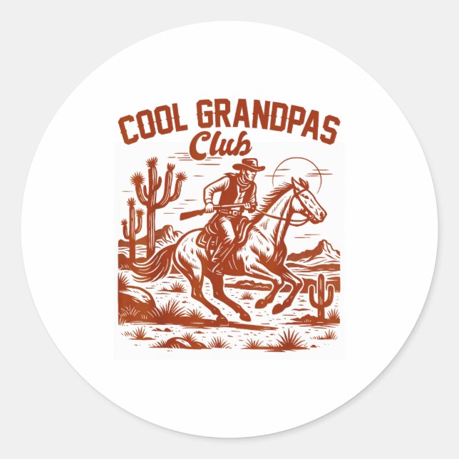 Western Wild West Grandpa Papa Cool Grandpas Club  Classic Round Sticker (Front)