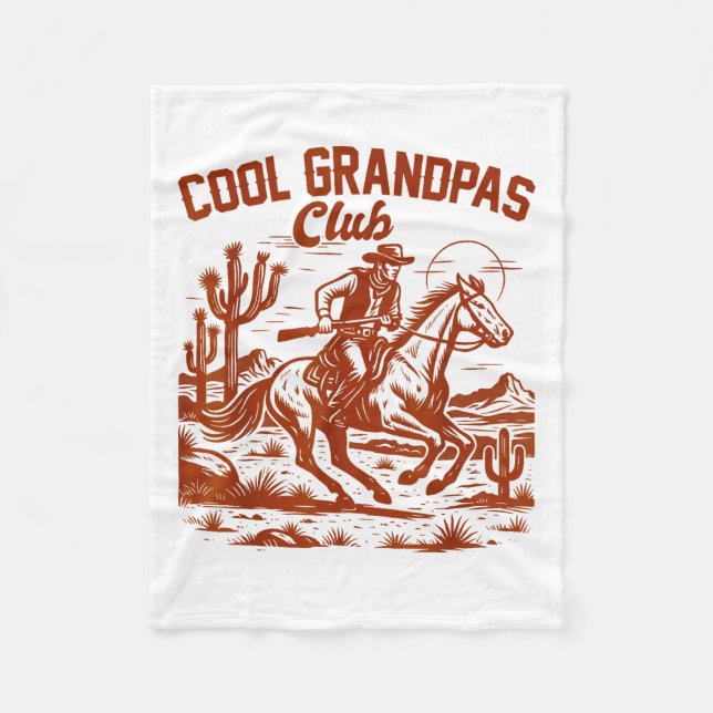 Western Wild West Grandpa Papa Cool Grandpas Club  Fleece Blanket (Front)