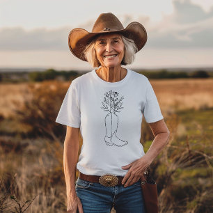 Western Wildflower Cowboy Boot T-Shirt