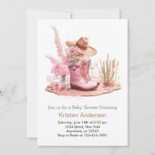 Western Wildflowers Adventure Cowgirl Baby Shower Invitation