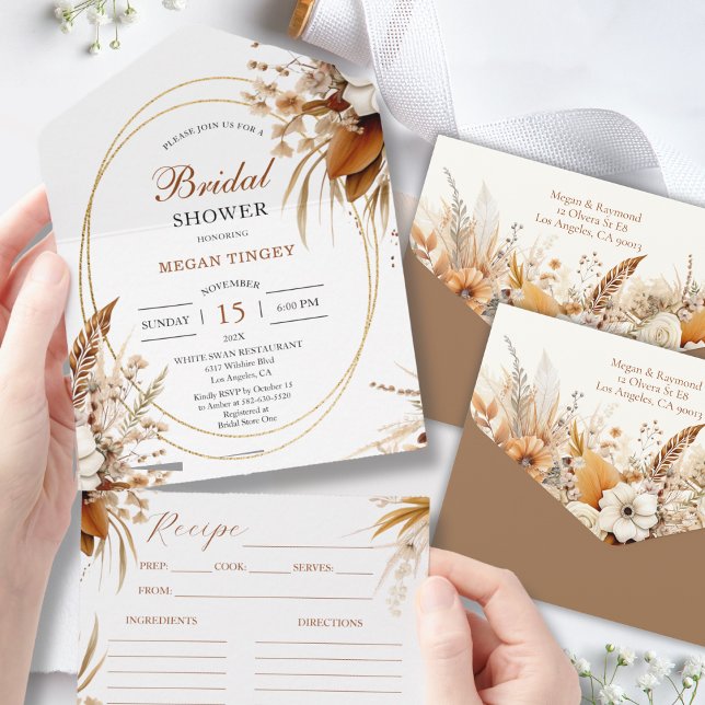 Western Wildflowers Bridal Shower Recipe All In One Invitation (Creator Uploaded)