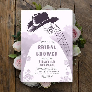 Western Wildflowers Rustic Lavender Bridal Shower Invitation
