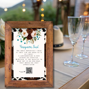 Western Wildflowers Turquoise Honeymoon Fund sign Invitation